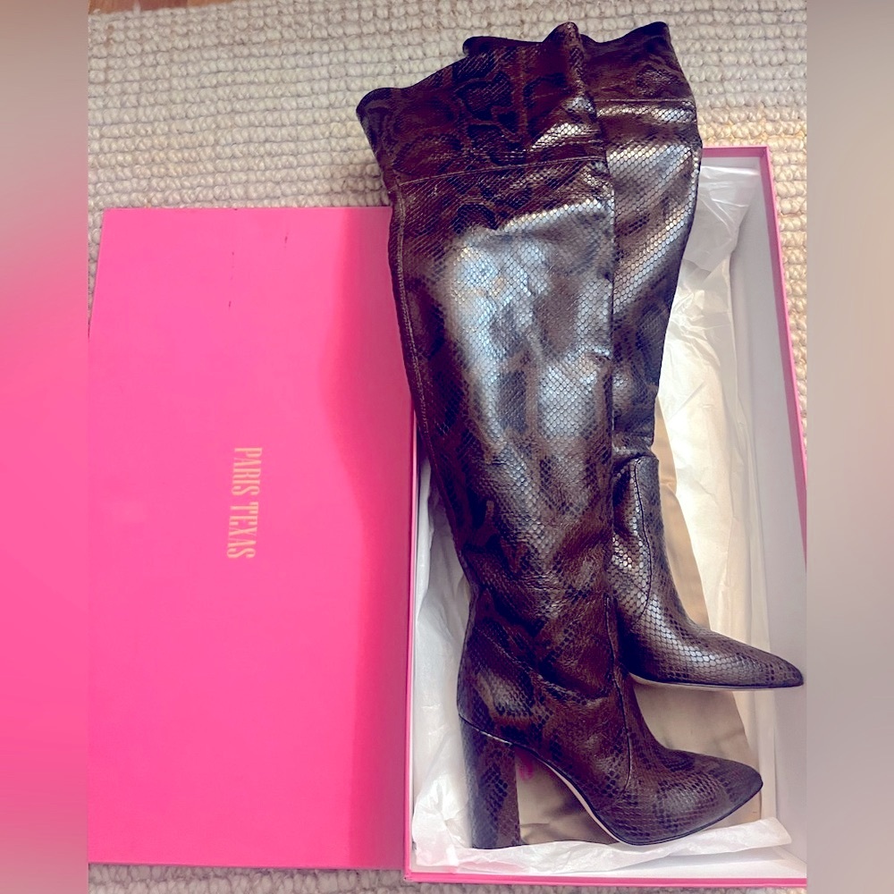 Paris Texas Python Over The Knee Boot Chocolate B… - image 2